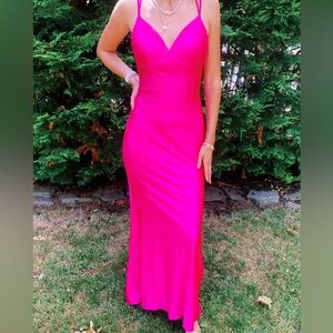 Hot Pink Mermaid Satin Prom Dress